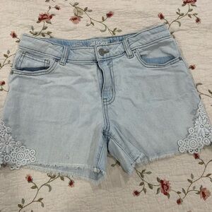Cat & Jack Light Blue Jean Shorts with Floral Lace